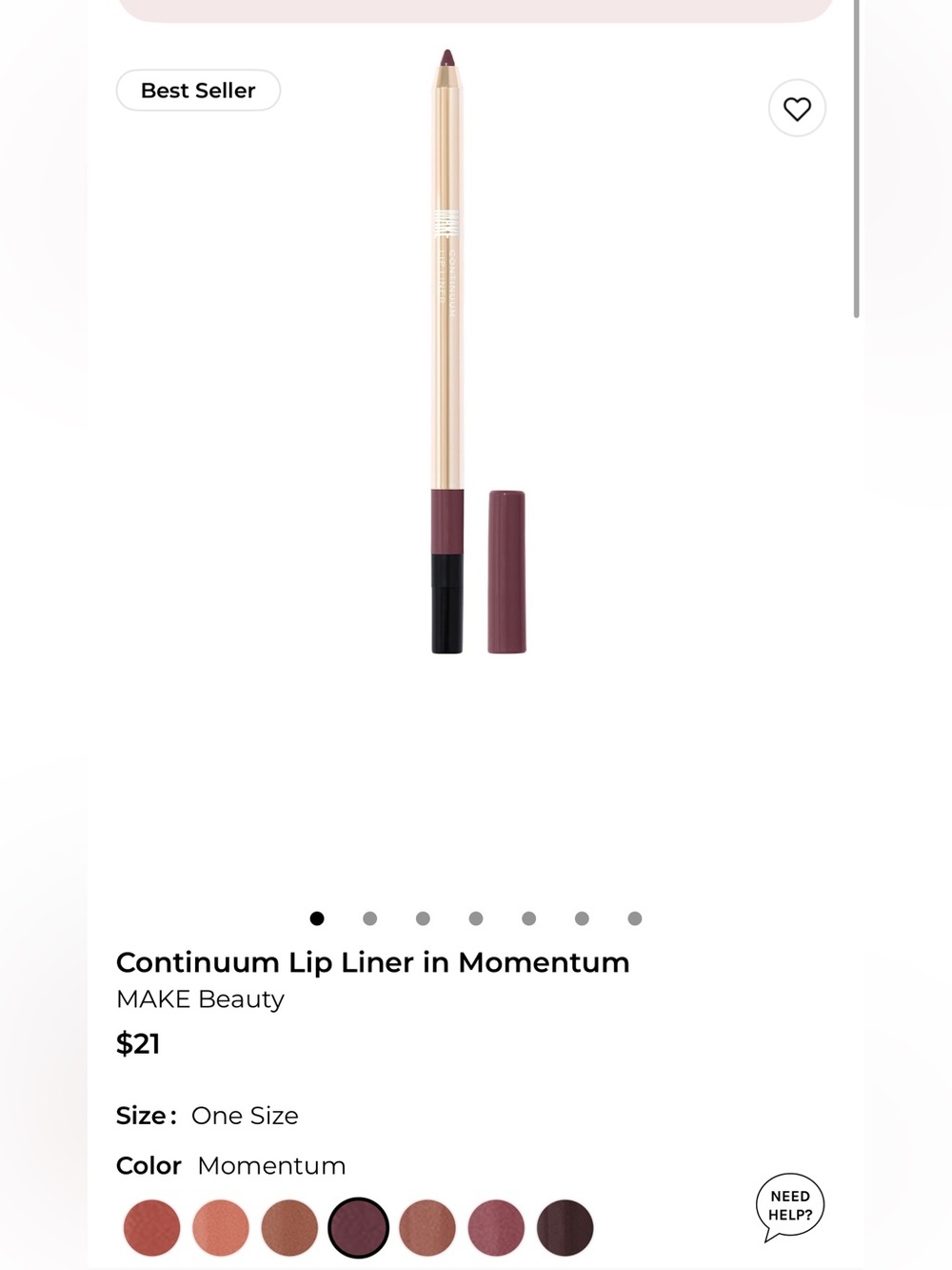 Make Beauty continuum lip liner in momentum!